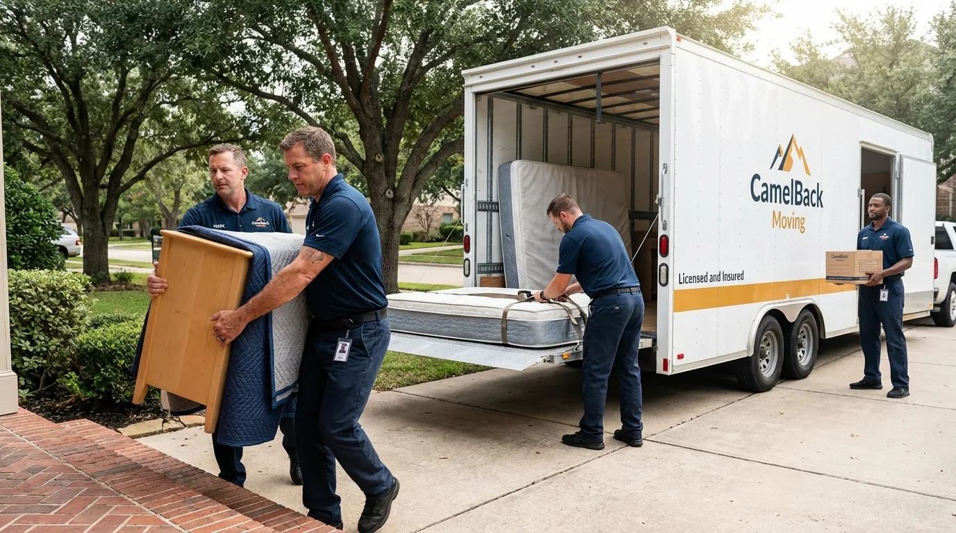 Crew loading residential truck for cross-state move from Orange City, FL