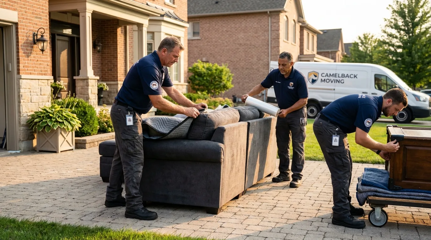 Large estate moving crew wrapping furniture in Orange City, FL