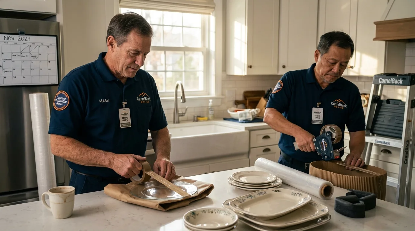 Professional crew packing kitchen dishware in Orange City, FL
